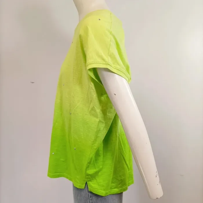 T-shirt NEXT vert fluo dégradé strass T40 coupe oversize col rond été summer A962 - photo numéro 3