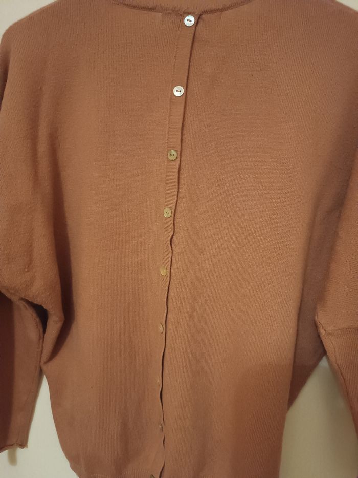 Pull vieux rose cachemire Col V - photo numéro 4