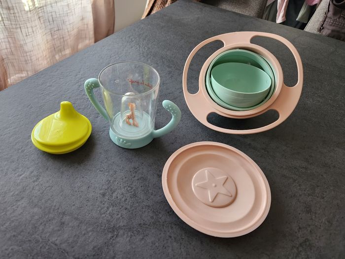 Lot bol anti renversement +tasse anti fuite Sophie la girafe - photo numéro 2