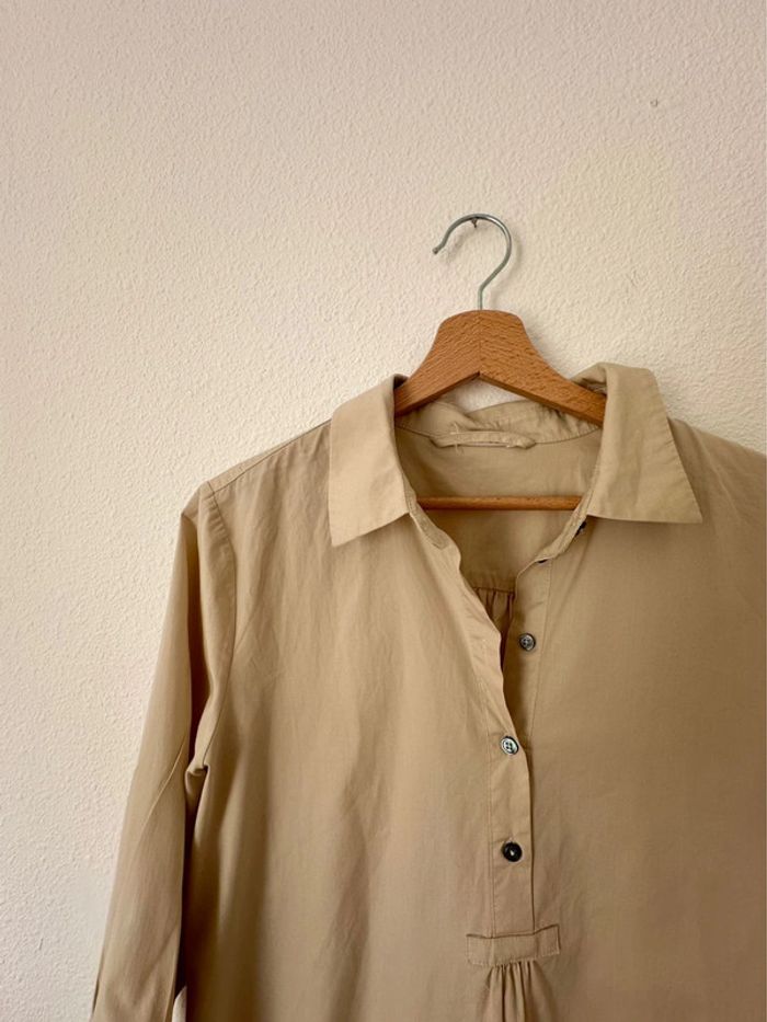 Robe chemise droite beige - photo numéro 2