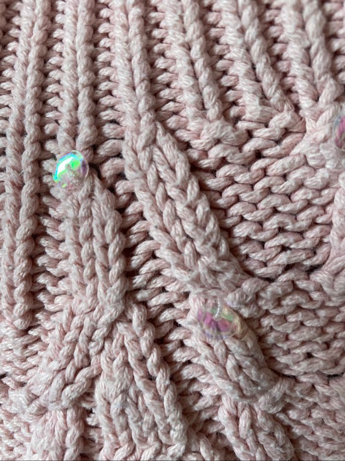 Pull torsades coton rose 3 ans vynil fraise - photo numéro 5