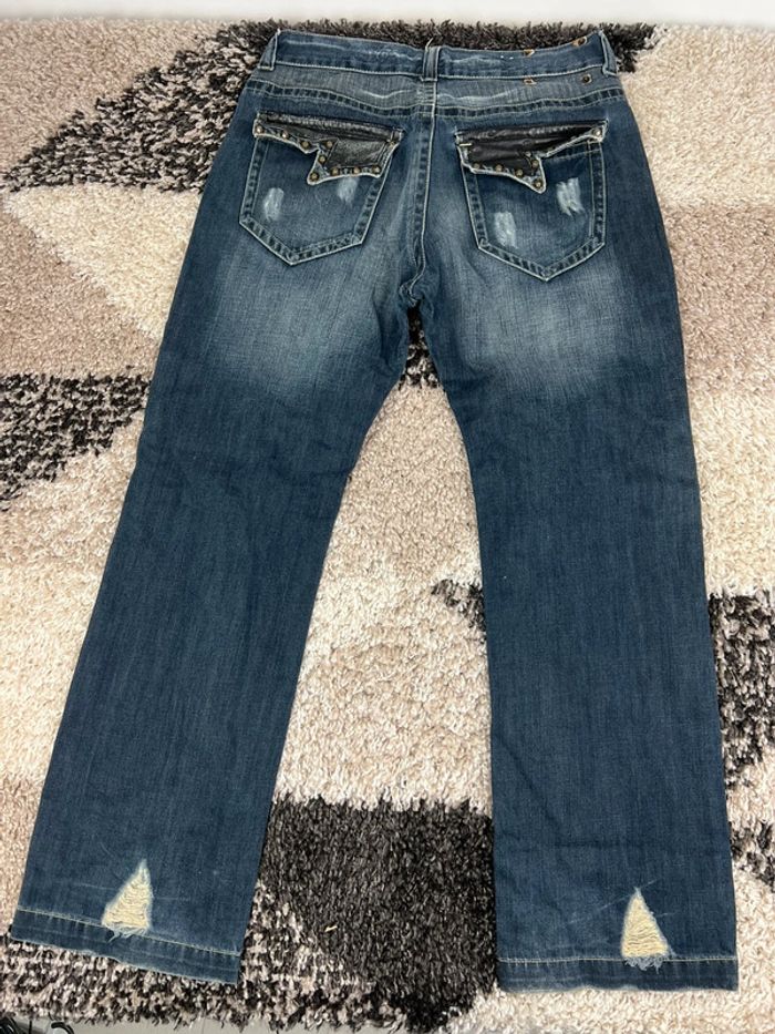 Jean large Y2k opium avec poches en cuir taille 33 bleu marine Denim jean japonais - photo numéro 2