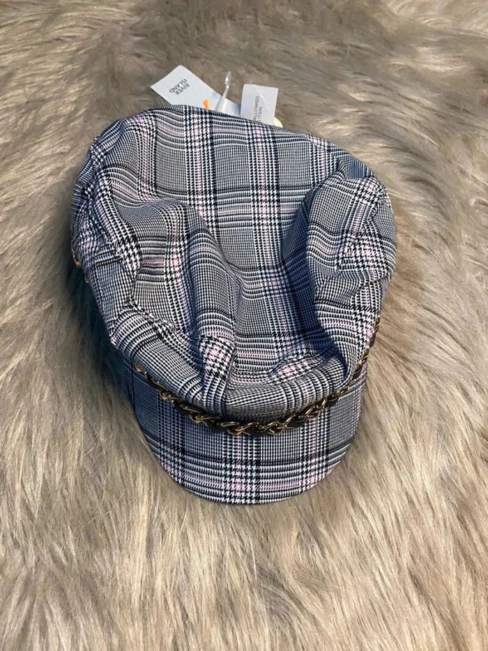 Casquette carreau grise rose - photo numéro 2