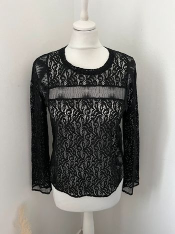 Blouse noire en dentelle Maje S comme neuve