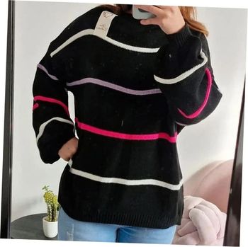 Pull à rayures coloré manches bouffantes