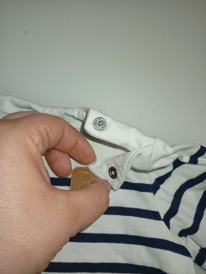 Haut marinière obaibi 12mois blanc et bleu - photo numéro 6