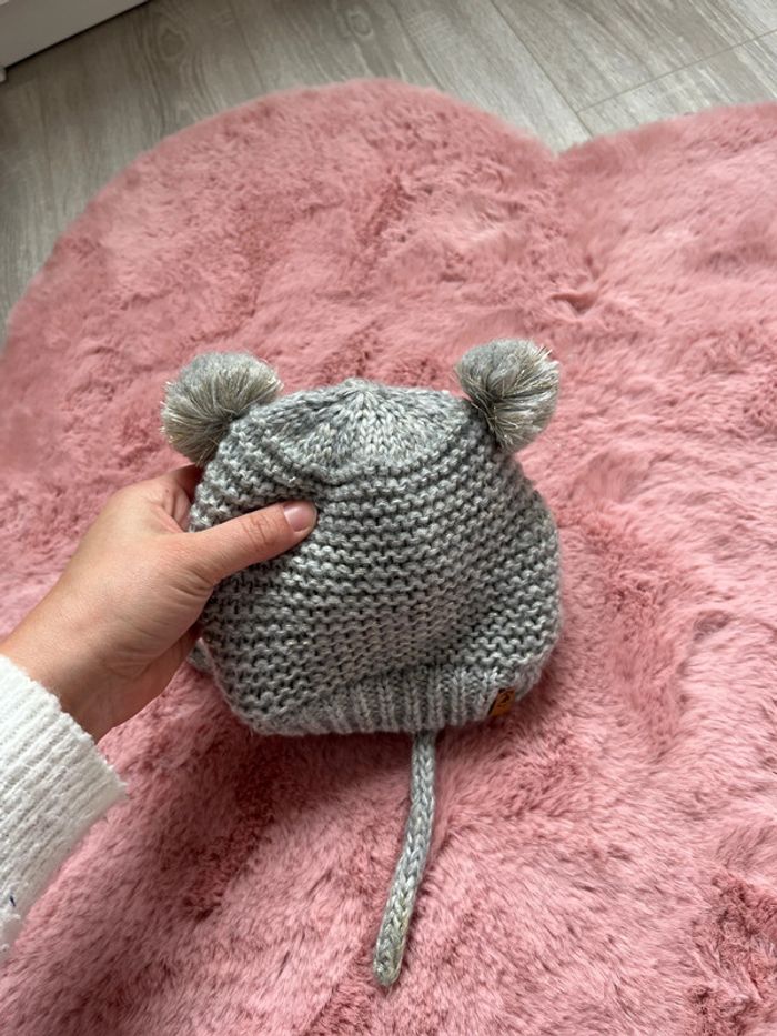 Bonnet hiver bébé fille gris argenté polaire - photo numéro 4