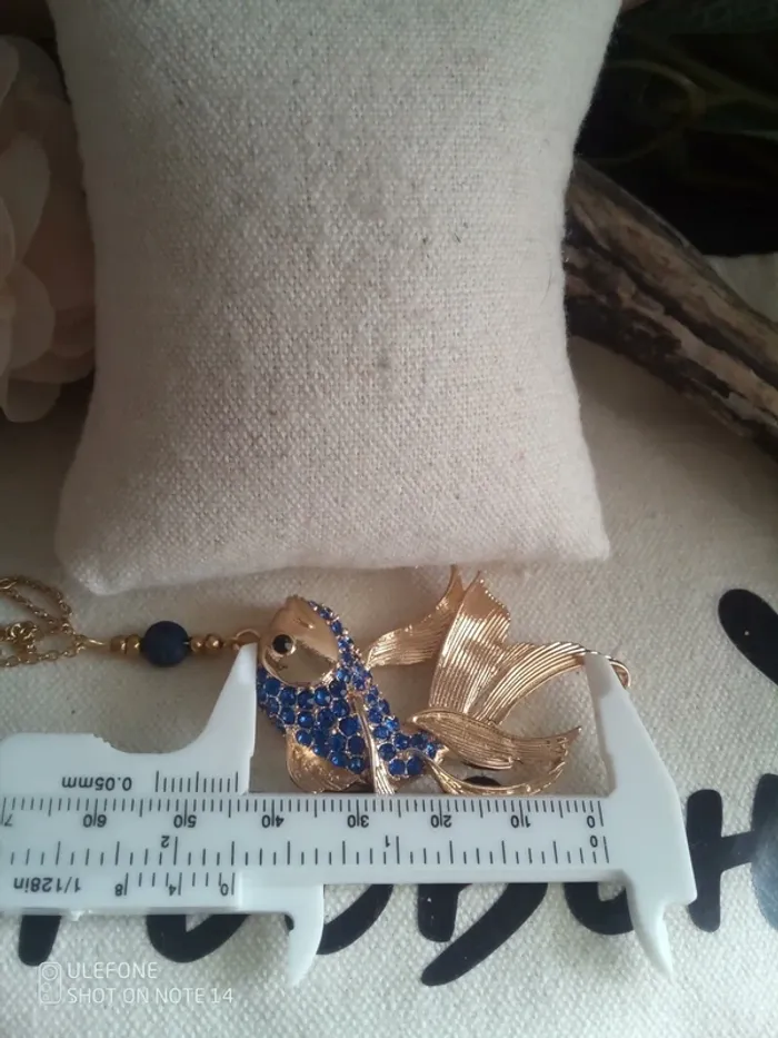 Collier bohème poisson avec pierre de lapis lazuli - photo numéro 2