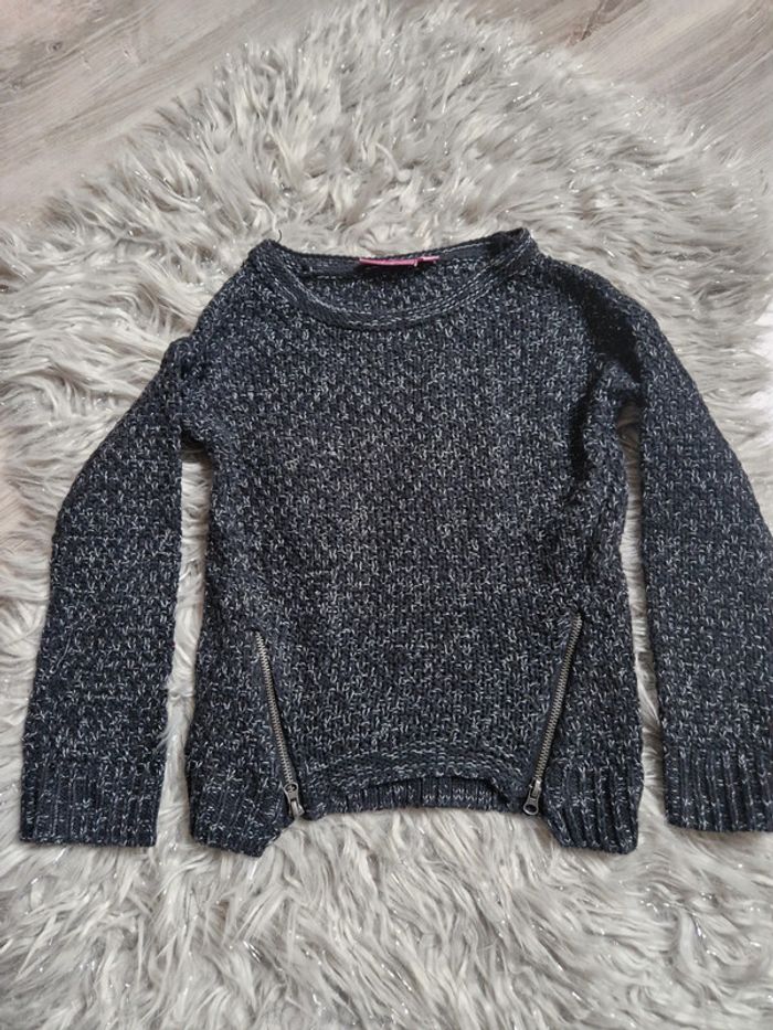 Pull noir chiné gris