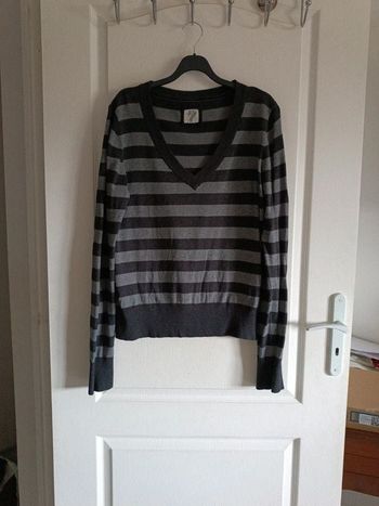 Pull gris à rayures H&M XL