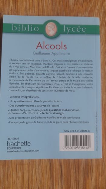 Livre Alcools de Guillaume Apollinaire 