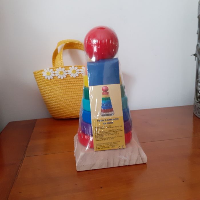 Neuf:Tour à empiler en bois massif peint - photo numéro 3