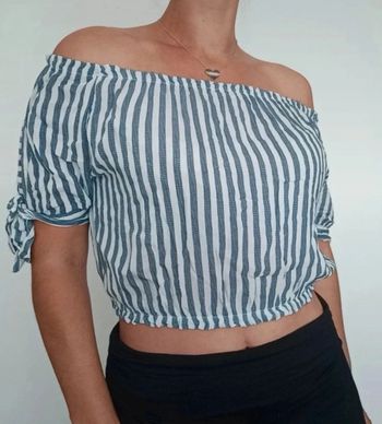 Blouse rayée courte épaules nues taille unique