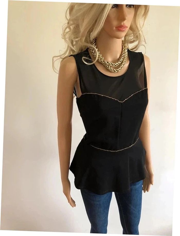 Haut noir et doré neuf sans manches Morgan taille S (valeur 35€) - photo numéro 2