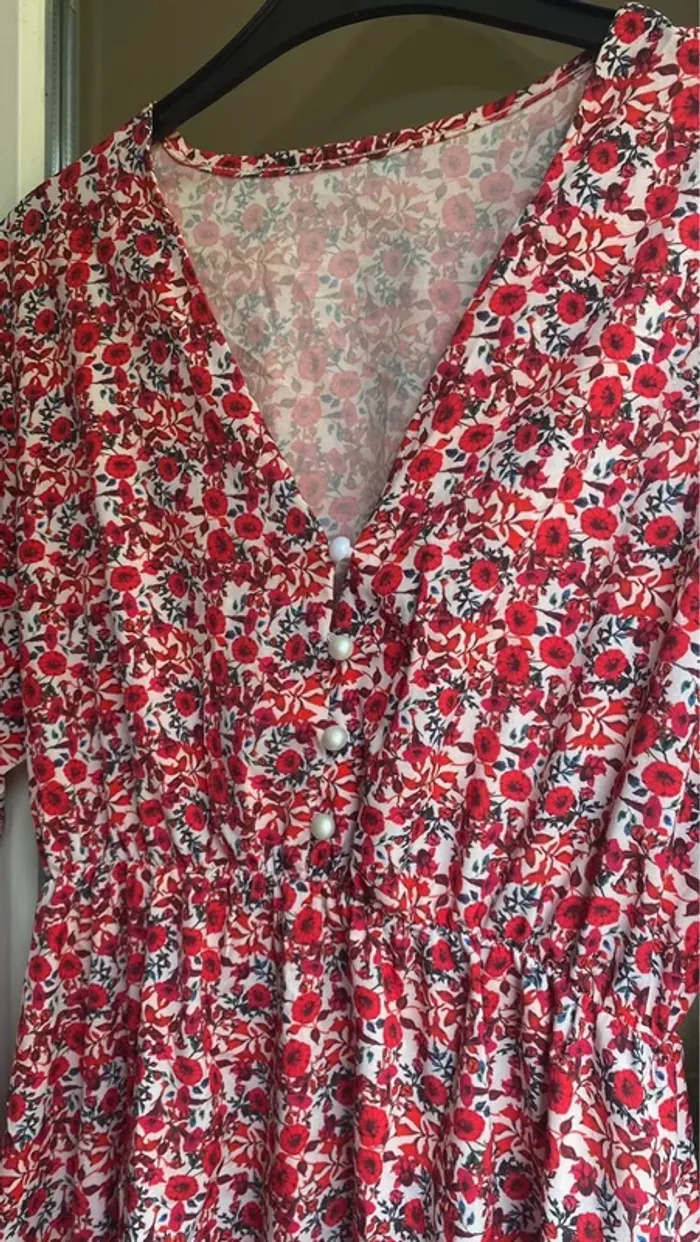 Robe longue fleuri rouge - photo numéro 4