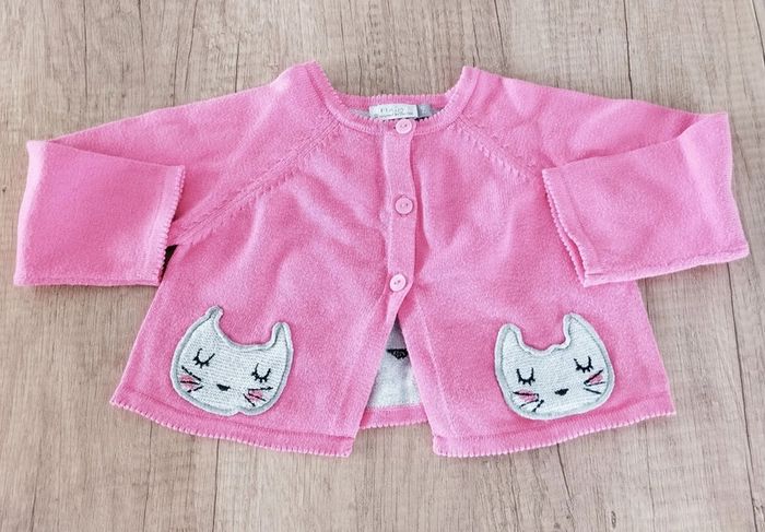 Gilet fille rose et gris taille 9 mois Catimini