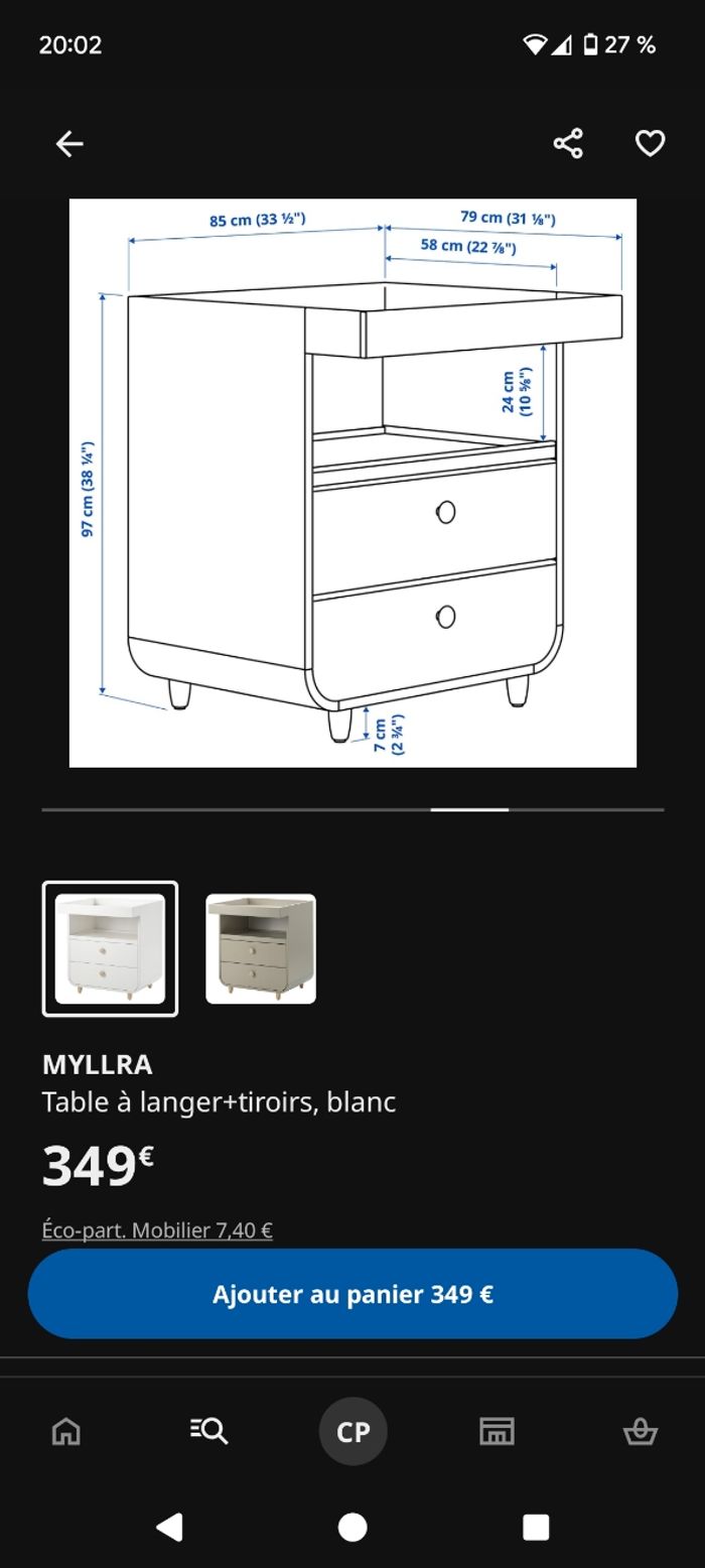 Table à langer Ikea Myllra - photo numéro 5