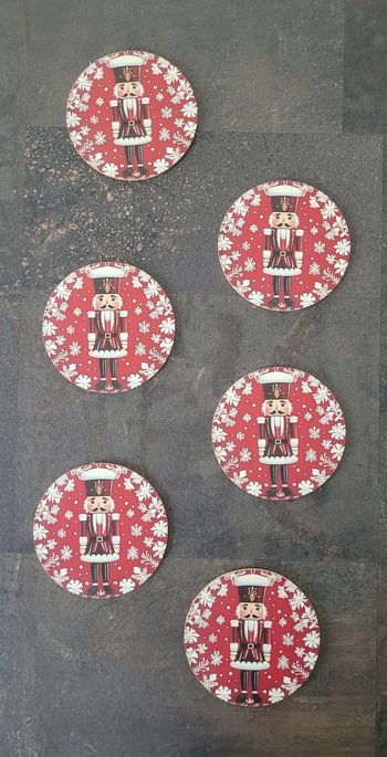 Lot de 6 sous verres de Noël en bois