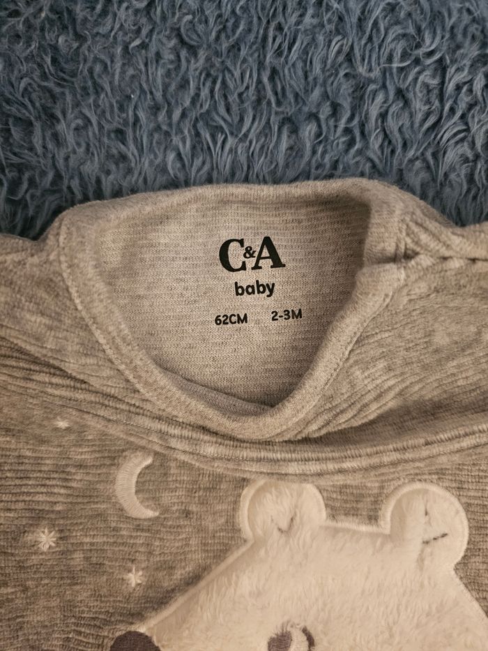 pyjama 2 pièces en velours 2-3mois/62cm - photo numéro 2