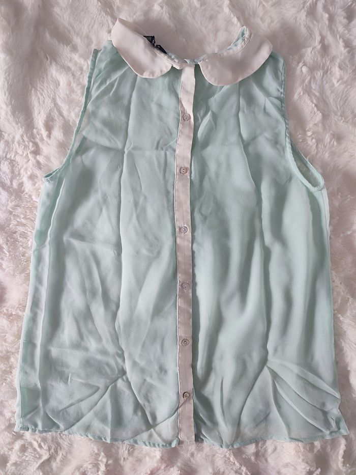 Haut transparent vert menthe col claudine Zara taille s - photo numéro 3