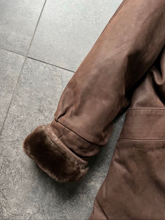 Manteau long femme en cuir marron 90’s - photo numéro 5