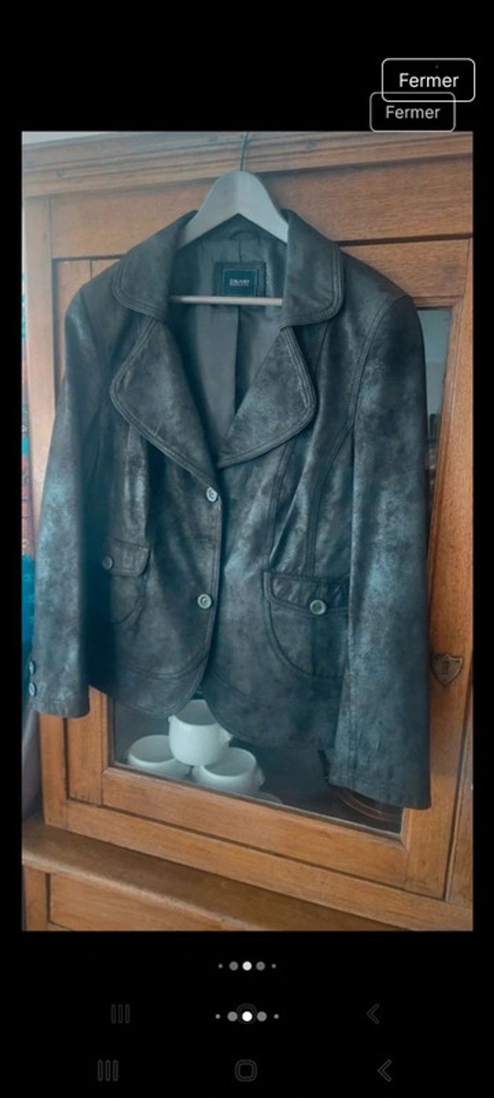 Veste cuir Marron foncé D'Auvry exclusive t 46 - photo numéro 4