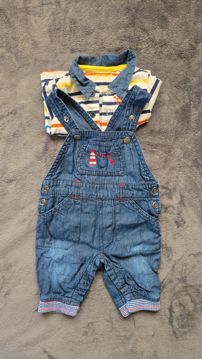 Ensemble salopette en jean avec son polo - photo numéro 2