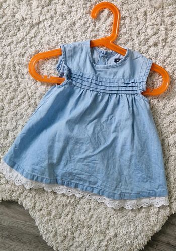 Robe bébé fille manches courtes style denim et dentelle