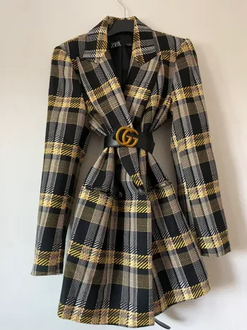 Zara Veste blazer tailleur à carreaux oversize taille S