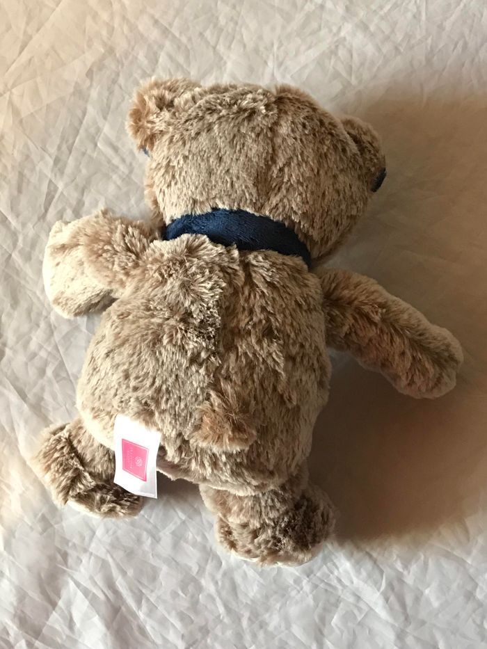Petit Ourson Brun Ruban Bleu Nuit Etoiles Bleues Nuit Sous Pattes Peluche Petits Enfants Bébés - photo numéro 8