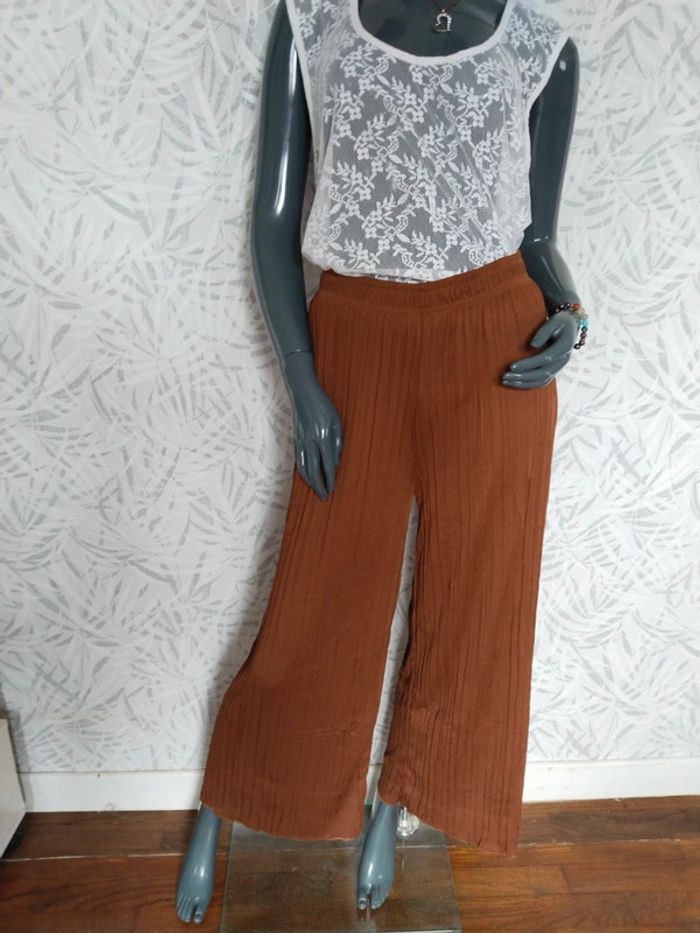 Sublime pantalon plissé wide legs femme taille 36 38 40 42 44 46 - photo numéro 2