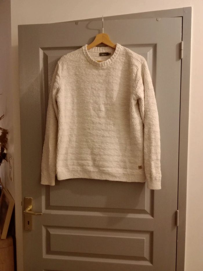 Pull homme taille s mailles blanc cassé c2