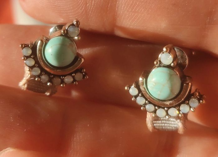 Jolies boucles d'oreilles avec pierre turquoise - photo numéro 7