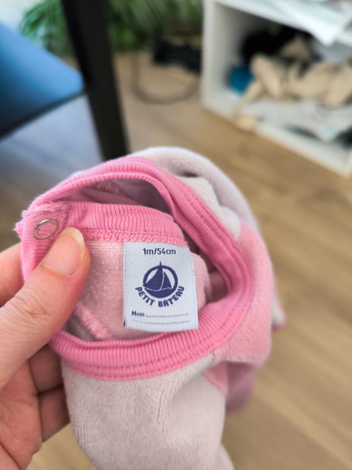 Pyjama en velours fille Petit Bateau 1 mois - photo numéro 3