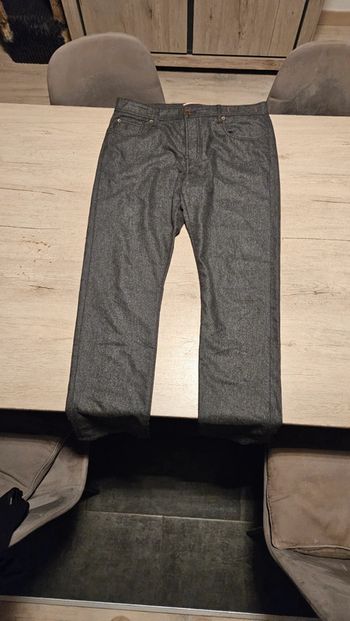 Pantalon homme en laine, classique, gris foncé, style feutrine, Atelier Noterman, taille 38, nickel