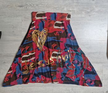 Jupe Desigual XS avec cœur doré et taille élastiquée