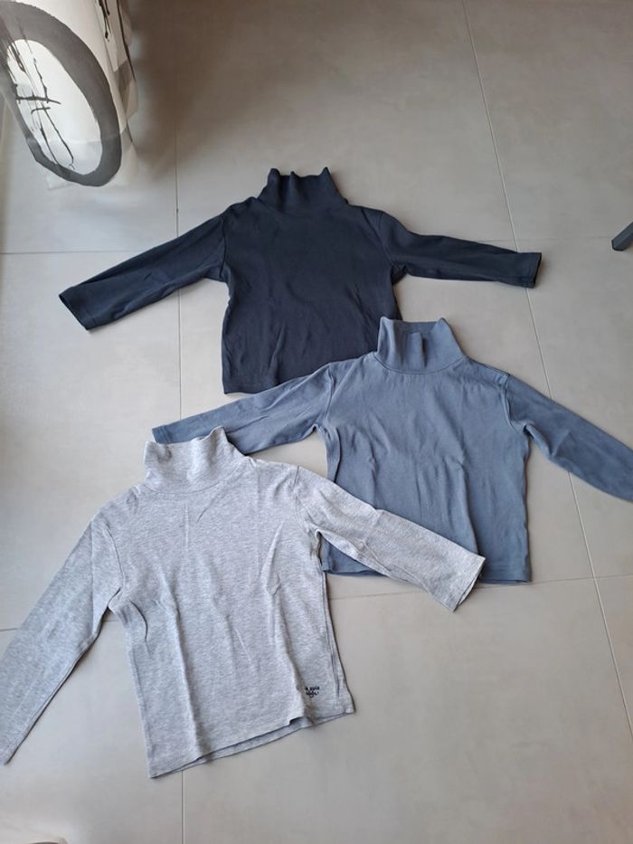 Lot de 3 t shirts col roulé coton 4A Vertbaudet - TBE