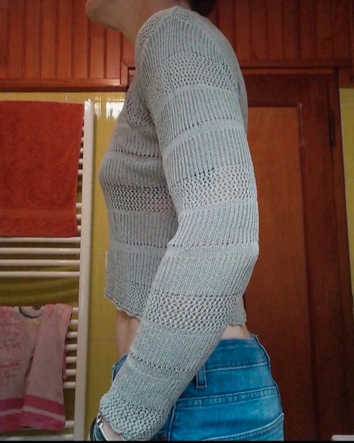 Pull femme brun ajouré croq top - photo numéro 4