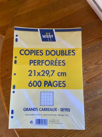 Paquet de copie doubles de classeur