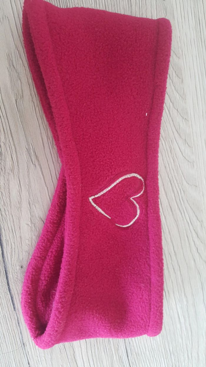 Bandeau polaire fantaisie broderie petit coeur - photo numéro 2