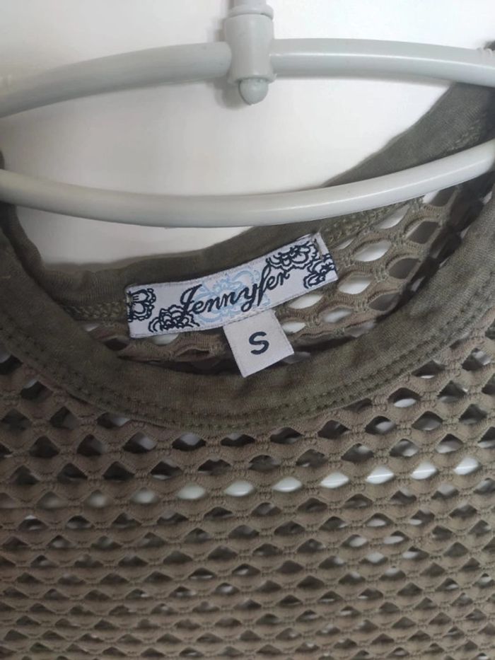 Jennyfer top débardeur ajouré army S - photo numéro 3