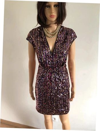Robe en sequins neuve à manches courtes Morgan taille 34 (valeur 115€)