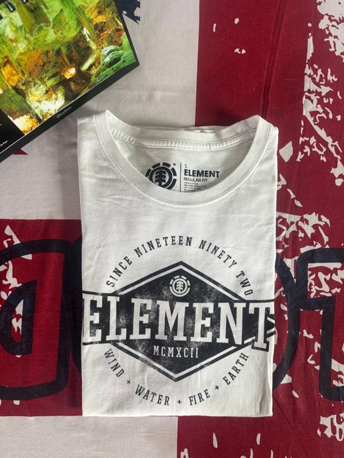 T-shirt manche longue Element taille S blanc logo imprimé noir