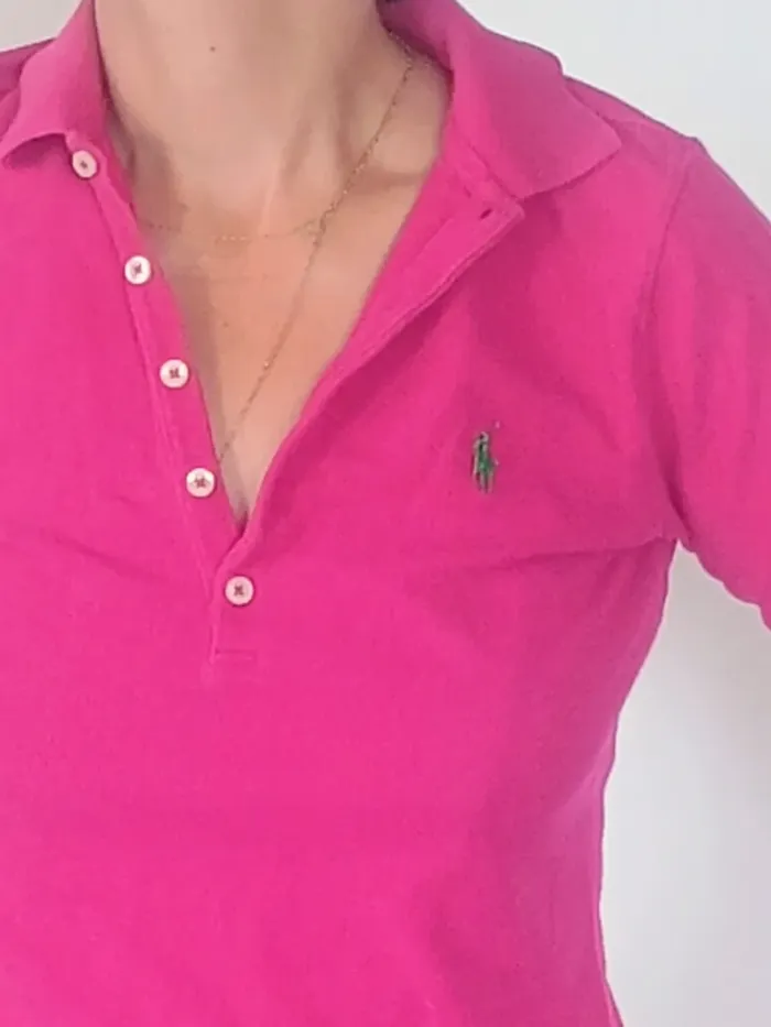 Polo à manches longues Ralph Lauren Fuschia S - photo numéro 2