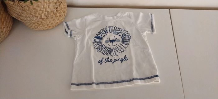 T-shirt blanc/lion bleu T6M