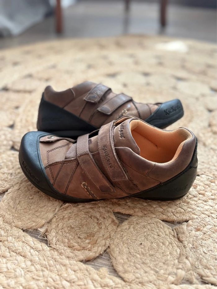 Basket Kickers a scratch - marron effet « usé »  pointure 39 - 100% cuir