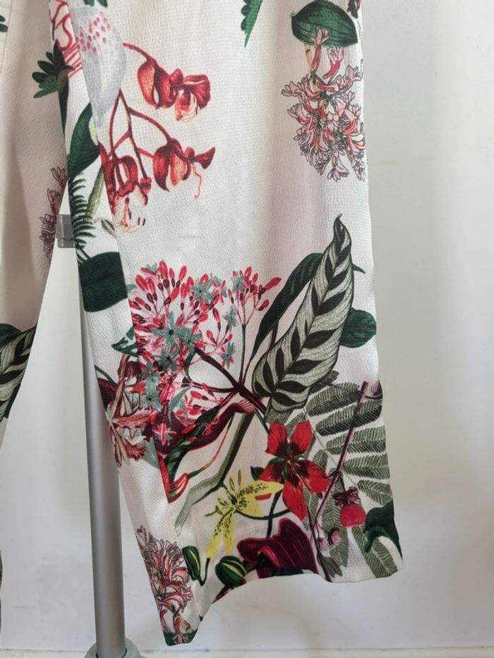 Pantalon léger H&M en polyester fleuri blanc taille L/40 - photo numéro 3