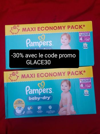 2 cartons de couches Pampers baby-dry T4+ taille 4+