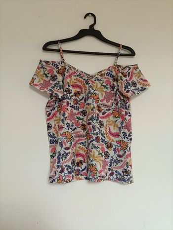 Haut épaules dénudées fleuri multicolore vintage cute old school mignon
