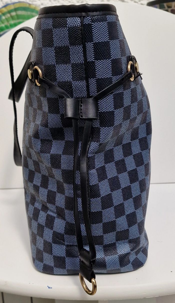 Sac Cabas A Carreaux Noirs Gris Cuir Synthétique - photo numéro 17
